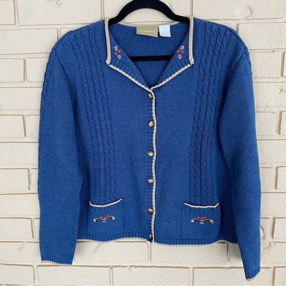 Liz Claiborne Sweaters - Liz Claiborne Lizwear vintage cable knit granny ore cardigan sweater floral M P